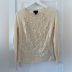J. Crew Collection embroidered cream sweater, size medium
